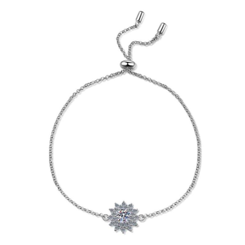 Round Cut Moissanite Diamond Sunflower Bracelet Adjustable