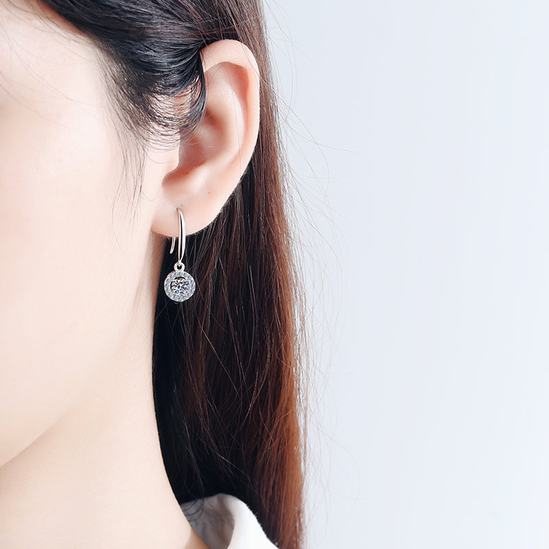 Round Cut Moissanite Diamond Classic Ear Hook Earrings