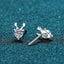 Round Cut Moissanite Diamond Antler Stud Earrings