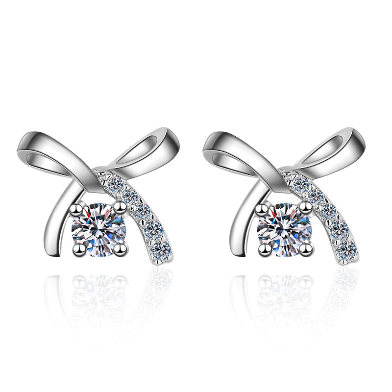Round Cut Moissanite Diamond Knot Stud Earrings