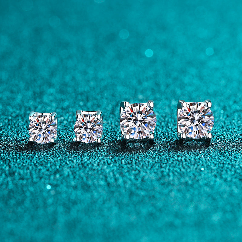 Round Cut Moissanite Diamond Classis Stud Earrings