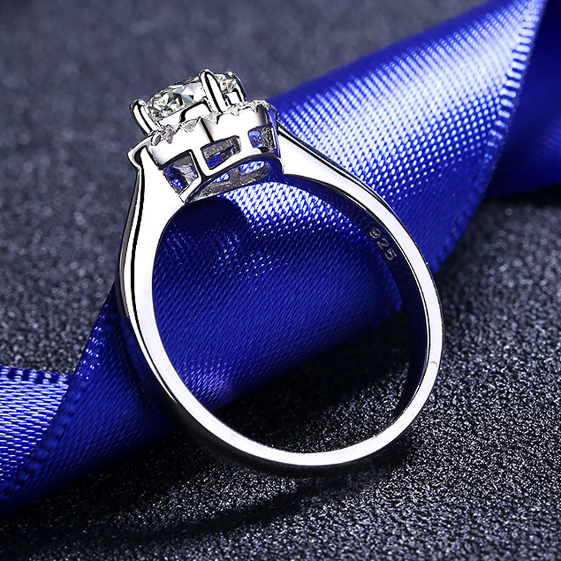Round Cut Moissanite Diamond Heart Shape Halo Ring
