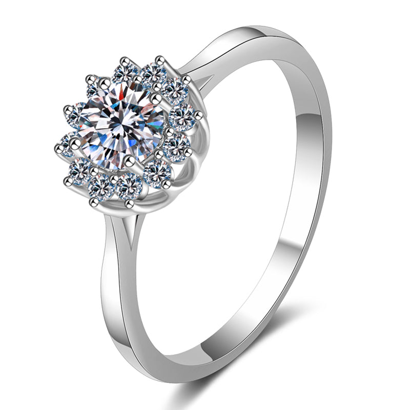 Round Cut Moissanite Diamond Halo Ring