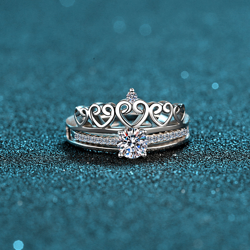 Round Cut Moissanite Diamond Crown Bridal Ring
