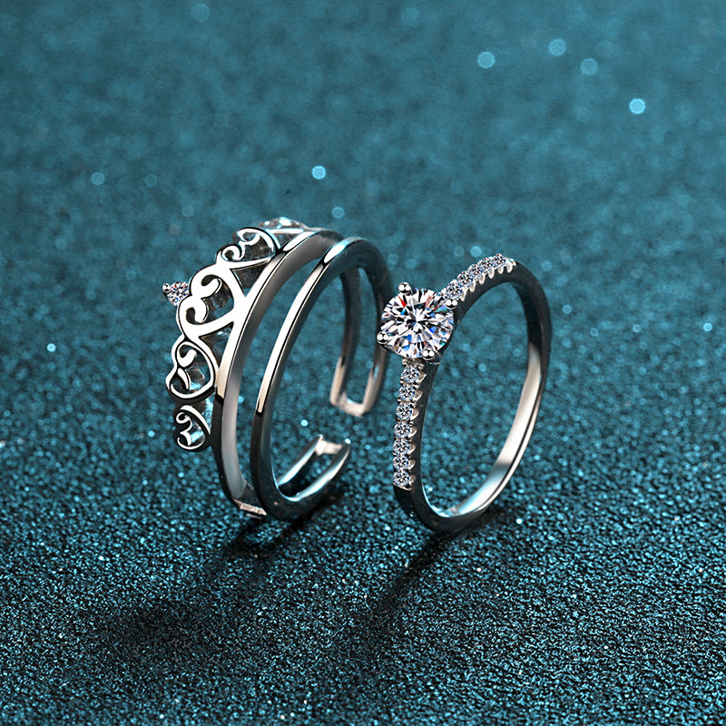 Round Cut Moissanite Diamond Crown Bridal Ring