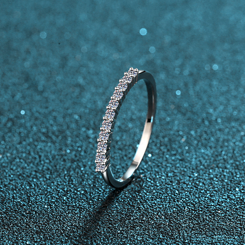 Round Cut Moissanite Diamond Half Eternity Ring