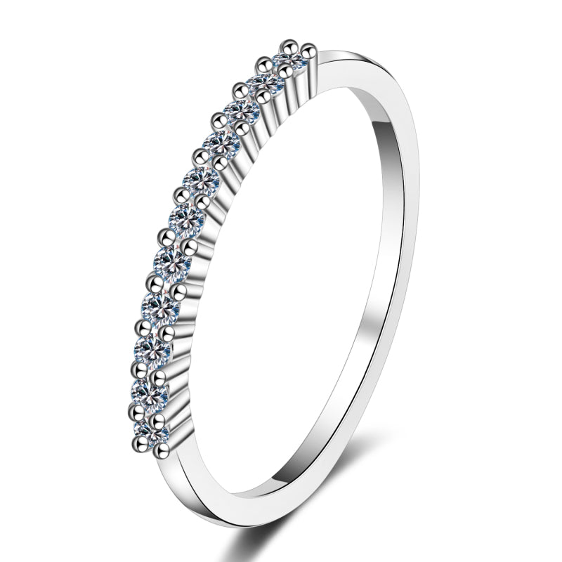 Round Cut Moissanite Diamond Half Eternity Ring