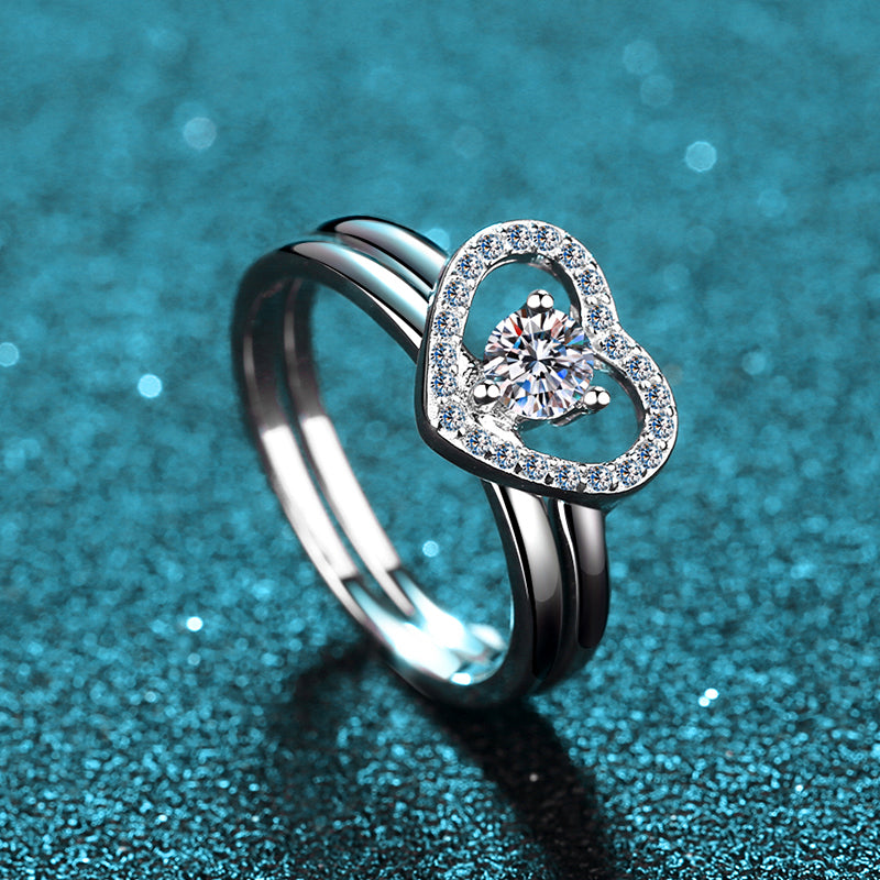 Round Cut Moissanite Diamond Heart Shape Bridal Ring