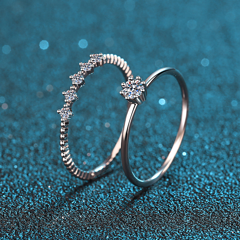 Round Cut 0.1ct Moissanite Diamond Bridal Ring