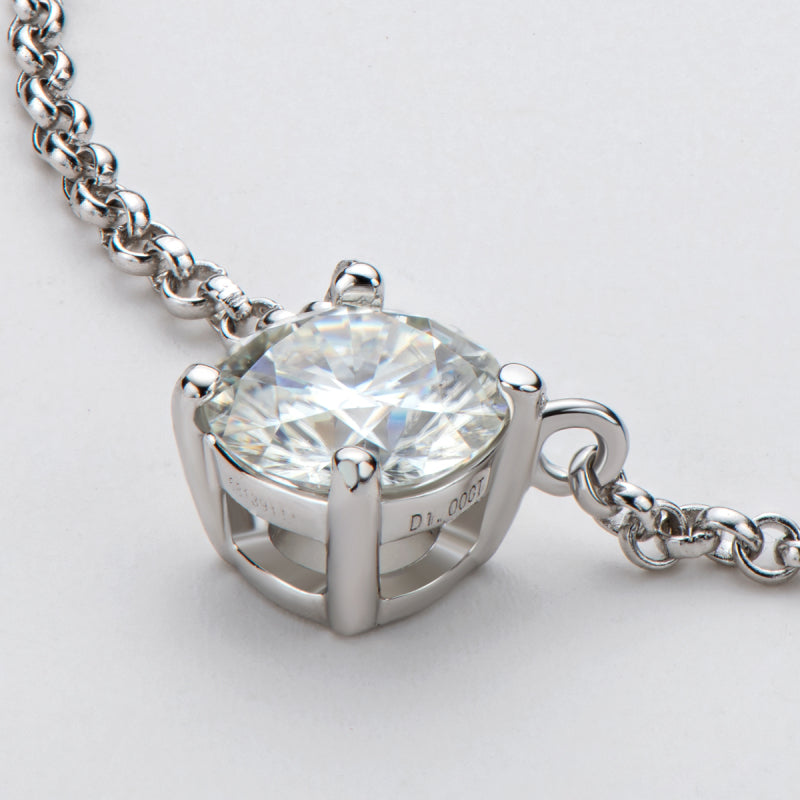 Classic Round Brilliant Cut Moissanite Diamond Pendant Necklace