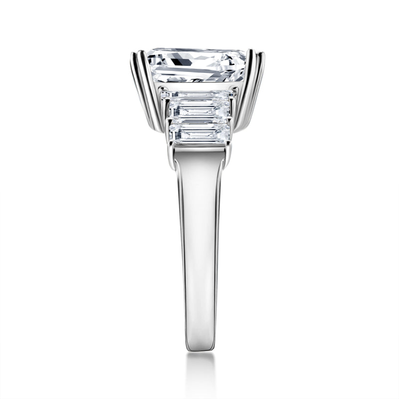 Emerald Cut Created White Diamond Ring