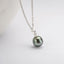 18k Gold 8-8.5mm Natural Cultured Tahitian Black Pearl Pendant Necklace With Silver Chain