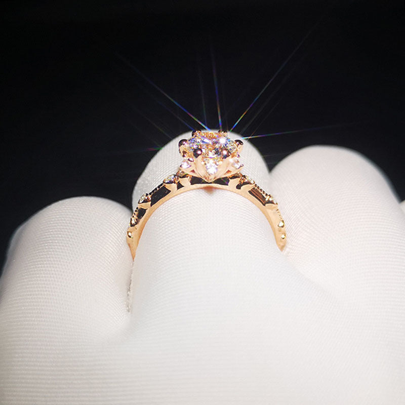 1CT Round Cut Moissanite Diamond Unique Engagement Rings For Women