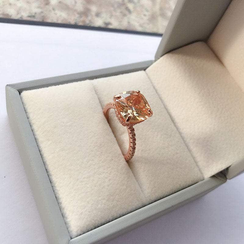 Champagne Cushion Cut Created Diamond Unique Engagement Rings for Women