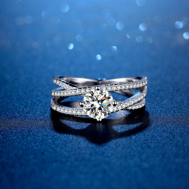1CT Round Cut Moissanite Diamond Unique Engagement Rings for Women