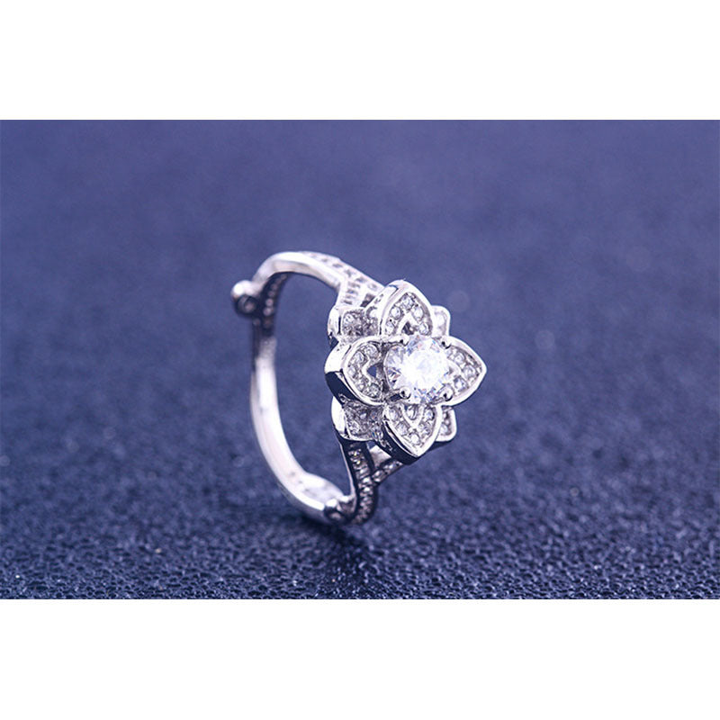 Round Cut Created Diamond Clover Unique Engagement Rings for Women