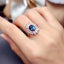 Halo Oval Cut Brazil Blue Topaz Unique Engagement Rings for Women