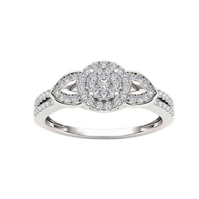 Round Cut Created Diamond Halo Unique Engagement Rings For Women