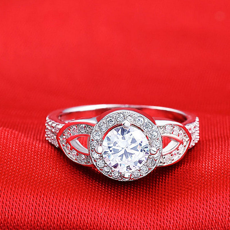 Round Cut Created Diamond Halo Unique Engagement Rings For Women