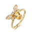 Oval Cut Natural Citrine Animal bee Unique Engagement Rings For Women Adjustable Size