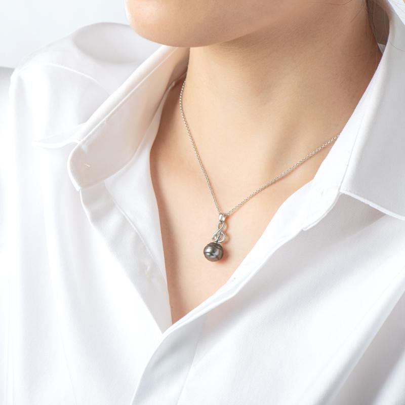 Cultured Tahitian Black Baroque Pearl Pendant Necklace