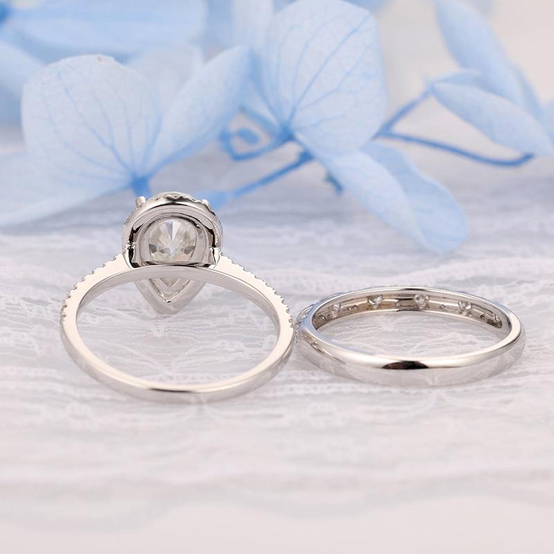 14K/18K Gold Pear Shaped 1.5ct D Color Moissanite Diamond Bridal Ring