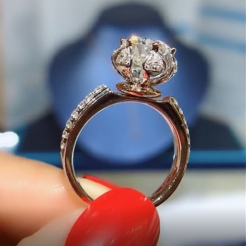 Round Cut Moissanite or Created Diamond Ring