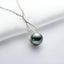 High Luster Sterling Silver 9.5-10mm Tahitian Black Pearl Pendant Necklace