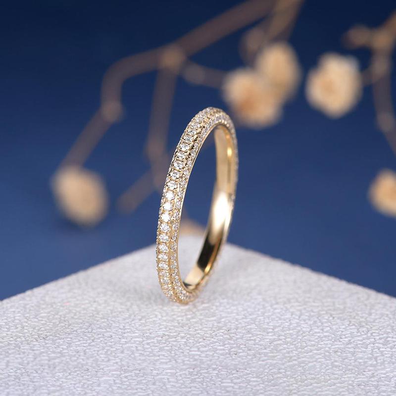 14K/18K Gold Round 0.7ct Moissanite Diamond Eternity Bend Rings