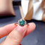 Rose Gold Round Cut 6.5MM Green Created Diamond Ring Adjustable