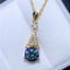 Colorful Created Diamond Round Cut 6.5MM Fashion Pendant  Necklace 18