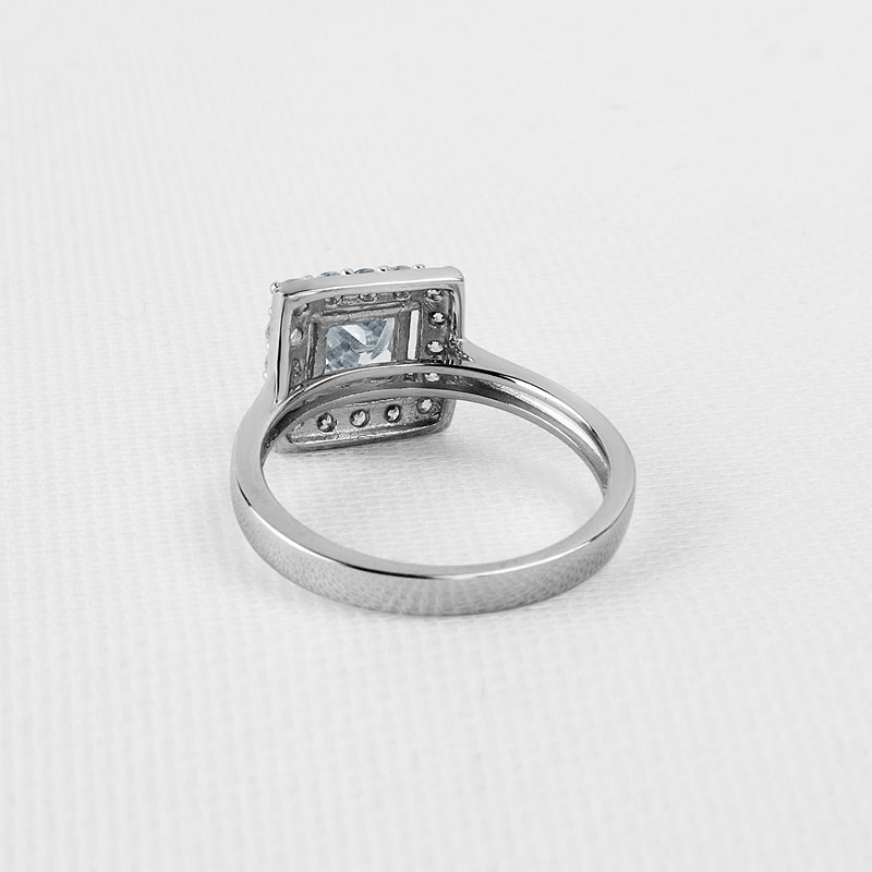 Princess Cut Moissanite Diamond Halo Ring