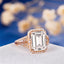 14K/18K Gold Halo 4 Carats Emerald Cut Moissanite Split Shank Ring