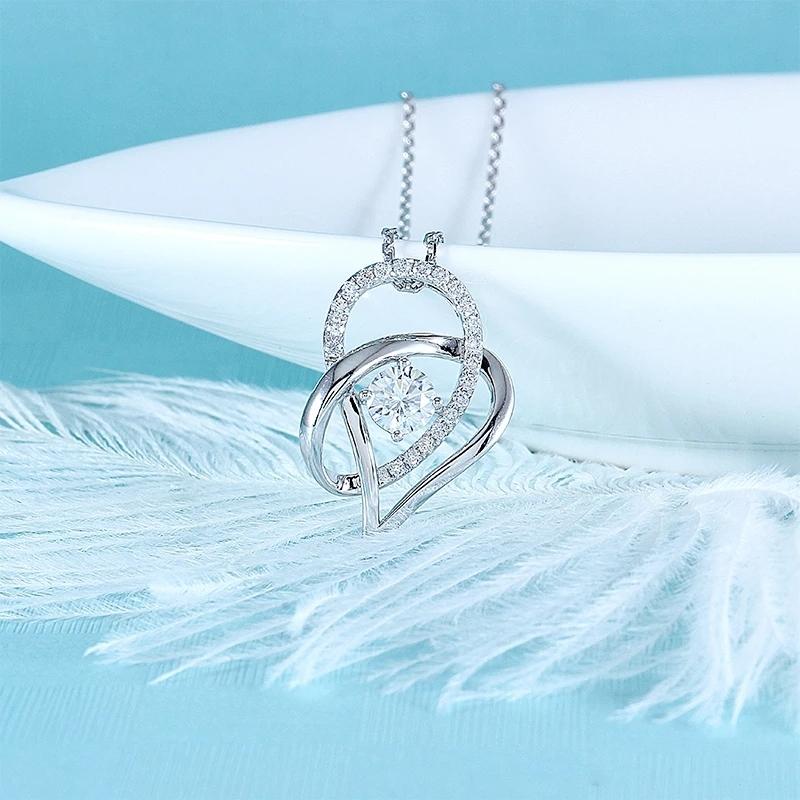 14K/18K Gold 5mm Moissanite Diamond Heart Shaped Pendant Nacklace 18''
