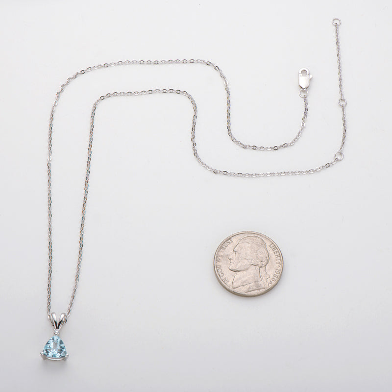 1.5ct Trillion Cut Natural Blue Topaz Pendant Necklace