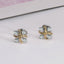 14K White & Yellow Gold 2.6mm Round Cut 0.52cttw Moissanite Diamond Letters X Stud Earrings