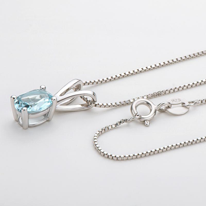 Oval Cut Blue Topaz/Amethyst/Citrine Natural Gemstone Pendant Necklace