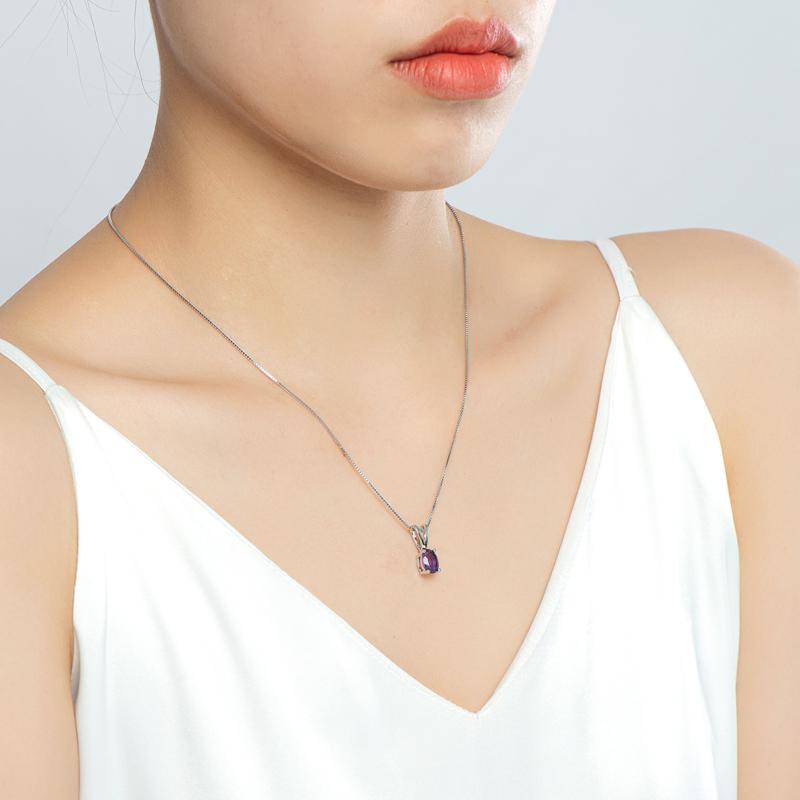 Oval Cut Blue Topaz/Amethyst/Citrine Natural Gemstone Pendant Necklace
