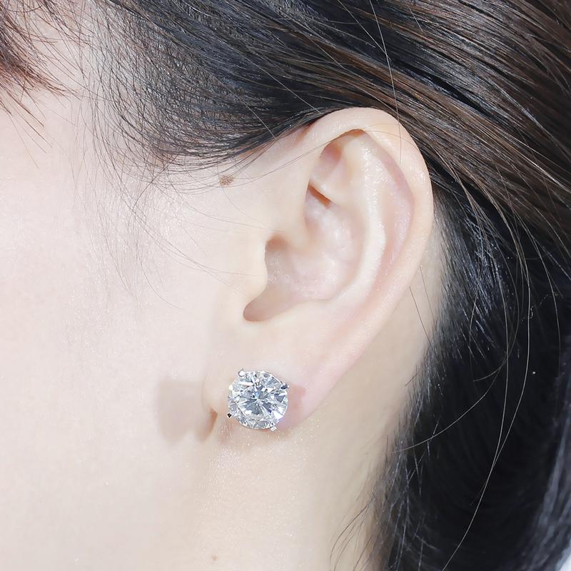 14K/18K Gold Round Cut 11mm 5ct Moissanite Diamond Simple Stud Earrings