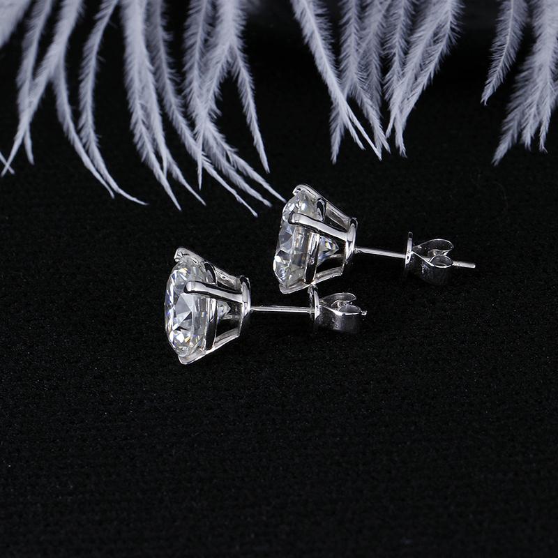 14K/18K Gold Round Cut 11mm 5ct Moissanite Diamond Simple Stud Earrings
