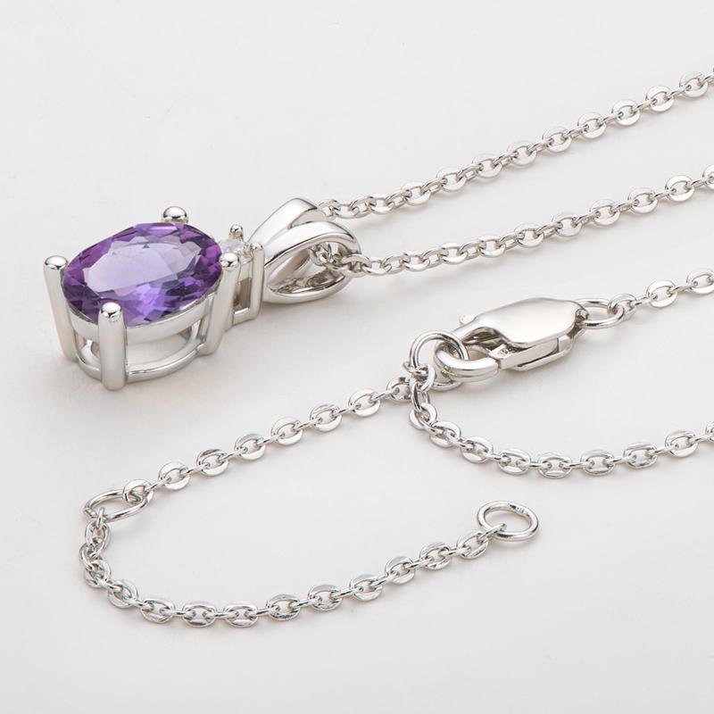 Oval Cut Natural Amethyst Gemstone Pendant Necklace