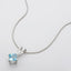 1.5ct Princess Cut Natural Blue Topaz Gemstone Pendant Necklace with Box Chain 18''