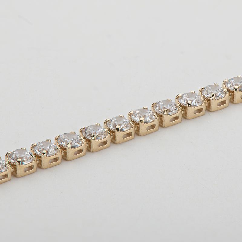 14K Yellow Gold 2.1mm Round Cut Created Diamond Tennis Bracelet 7"