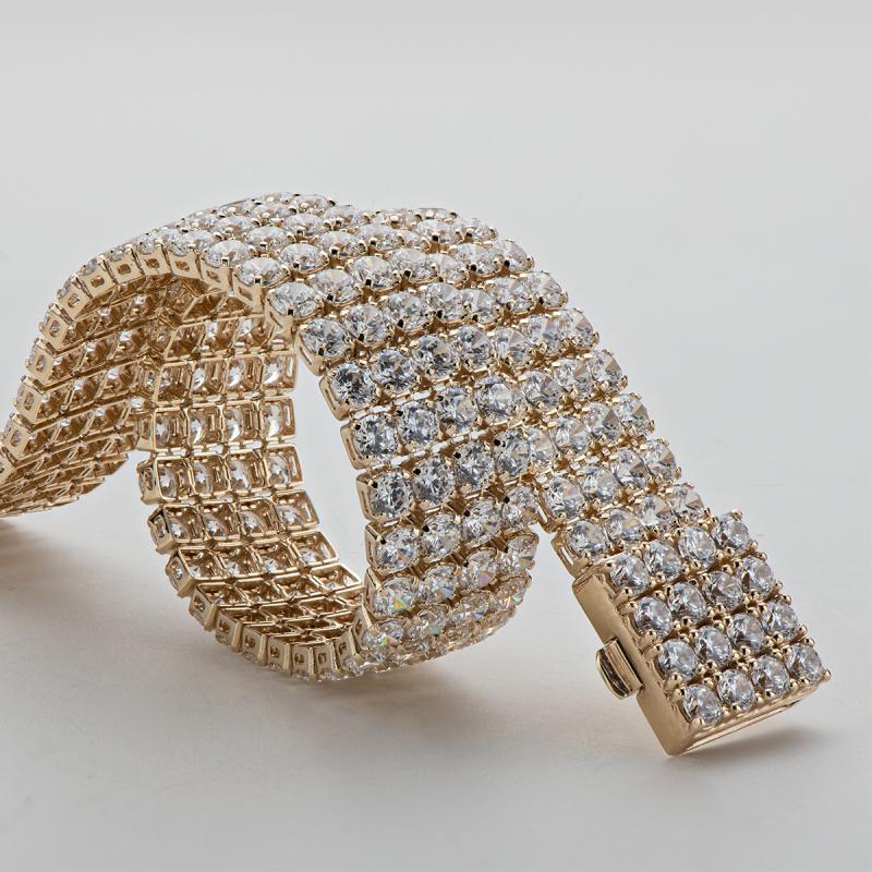 14K Yellow Gold 2.1mm Round Cut Created Diamond Tennis Bracelet