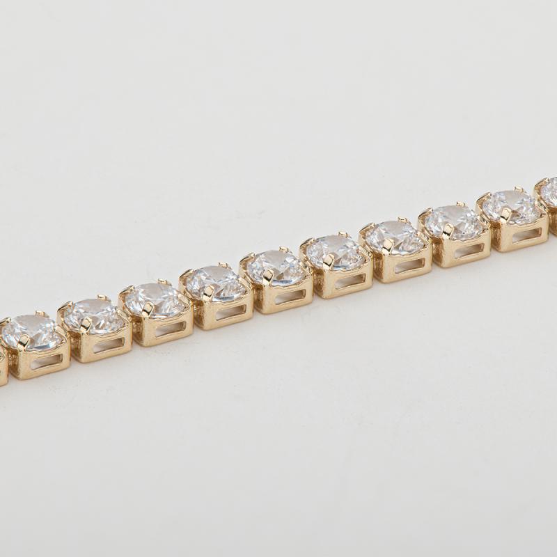 14K Yellow Gold 2.75mm Round Cut Created Diamond Tennis Bracelet 7"