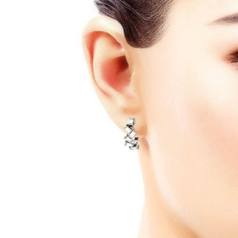 14K/18K 2x4mm Emerald Cut Moissanite Diamond Personalized Hoop Earrings
