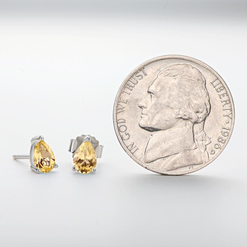 Natural Gemstone Topaz/Amethyst/Citrine Pear Shaped Stud Earrings