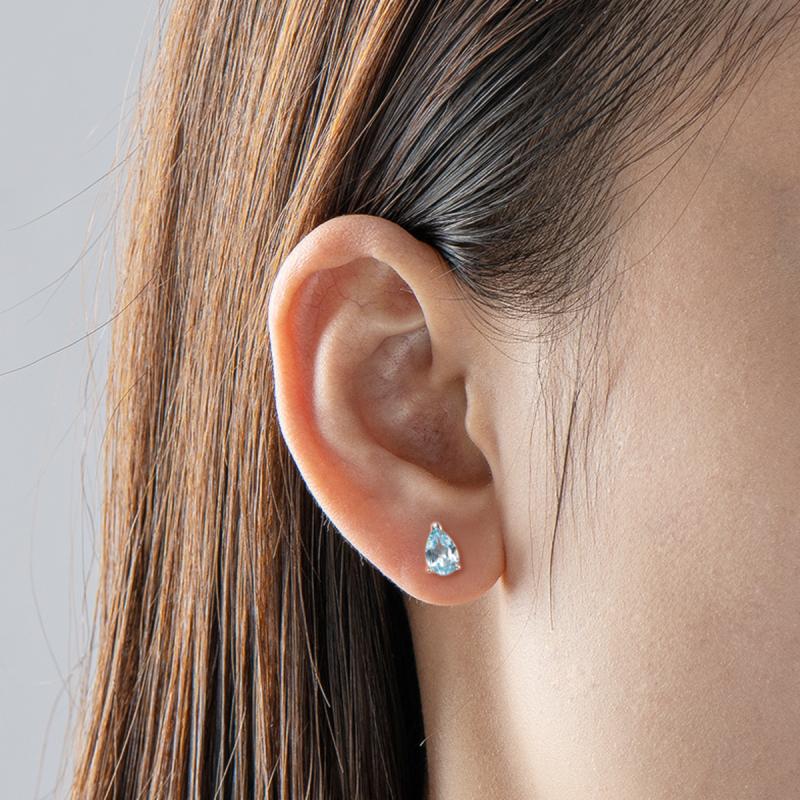 Natural Blue Topaz/Amethyst/Citrine Pear Shaped Classic Stud Earrings