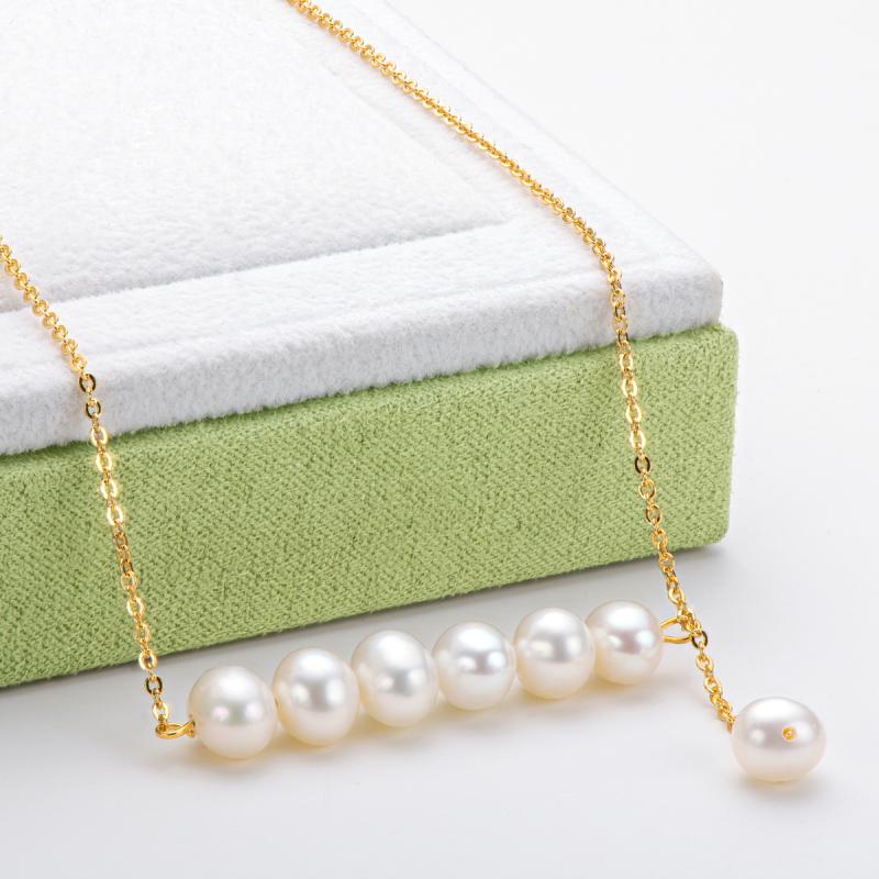 14K Gold Filled 6-7mm White Natural Freshwater Pearl Necklace