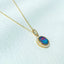18K Gold Round Cut 0.18ct Natural Opal Diamond Pendant Necklace 18"